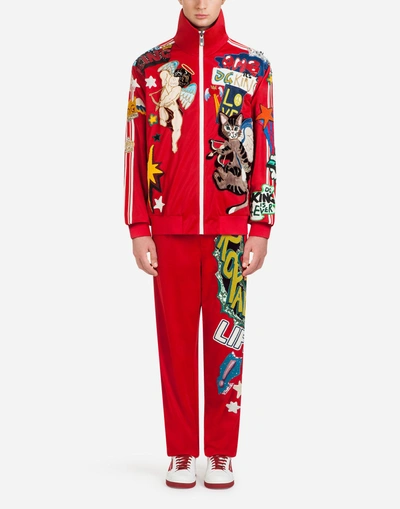 Shop Dolce & Gabbana Jogging Pants With Patches In Red