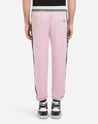 Shop Dolce & Gabbana Velvet Jogging Pants In Pink