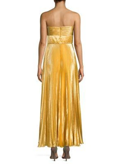 Shop Amur Belle Pleat Gown In Gold