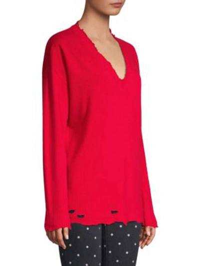 Shop Current Elliott The Destroyed Wool & Cashmere Sweater In Horse Guard