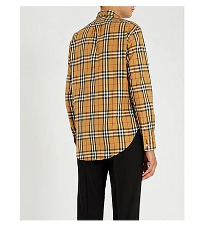 Shop Burberry Strental Contrast-panel Regular-fit Cotton Shirt In Antique Yell Ip Check