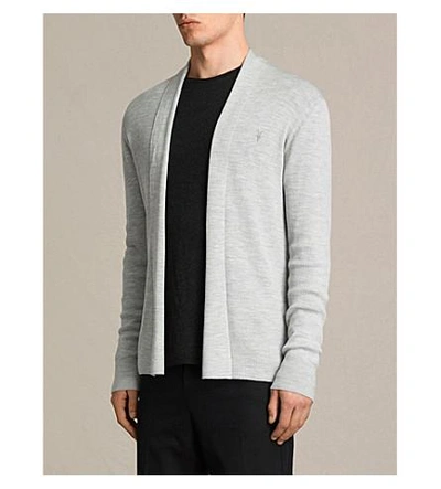 Shop Allsaints Mode Open-front Wool Cardigan In Light Grey Mar