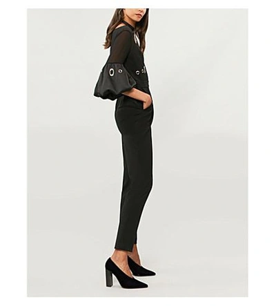 Shop Self-portrait Lace-detail Crepe Jumpsuit In Black
