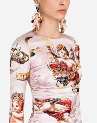 Shop Dolce & Gabbana Printed Silk Dress In Pink