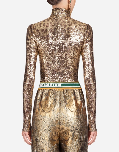 Shop Dolce & Gabbana Sequin Top In Leopard Print
