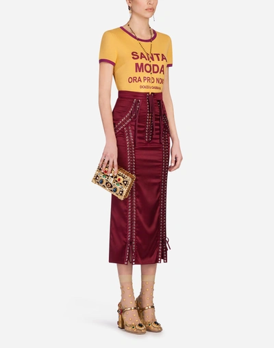 Shop Dolce & Gabbana Printed Cotton T-shirt In Yellow Ocher