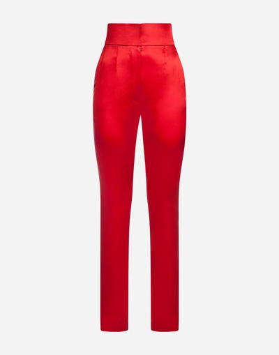 Shop Dolce & Gabbana Satin Pants In Red