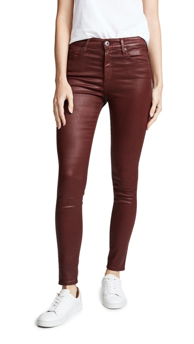Shop Ag Farrah Ankle Leatherette Skinny Jeans In Vinte Leatherette Tannic