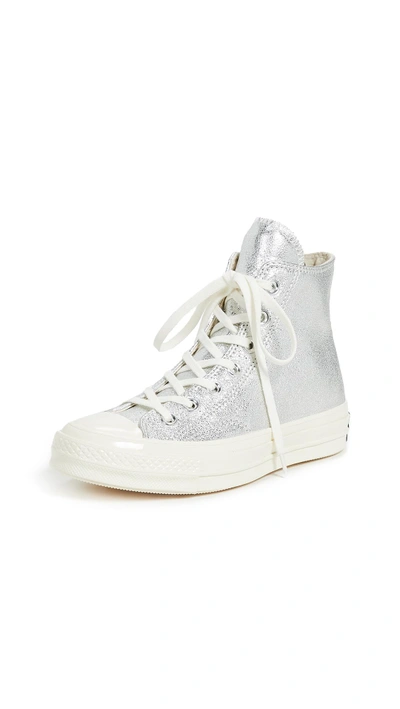 Shop Converse Chuck 70s High Top Heavy Metal Sneakers In Silver/egret