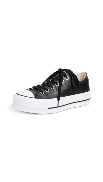 Shop Converse Chuck All Star Lift Clean Ox Sneakers In Black/white