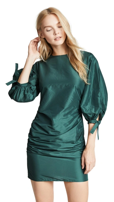 Shop Cynthia Rowley Ruched Mini Dress In Emerald