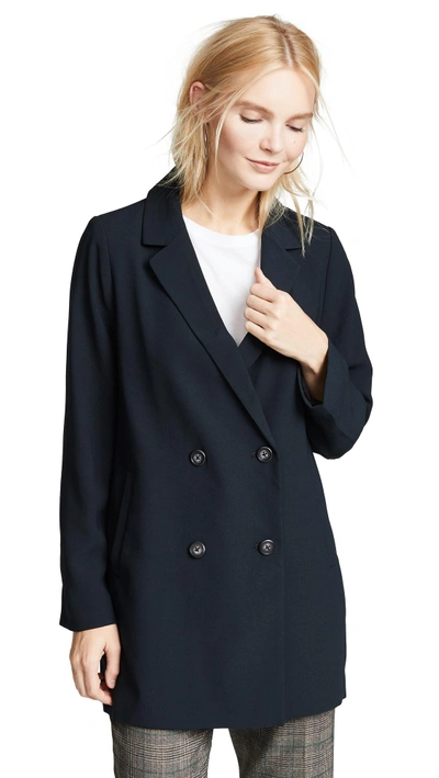 Shop Madewell Double Breasted Solid Blazer In True Black