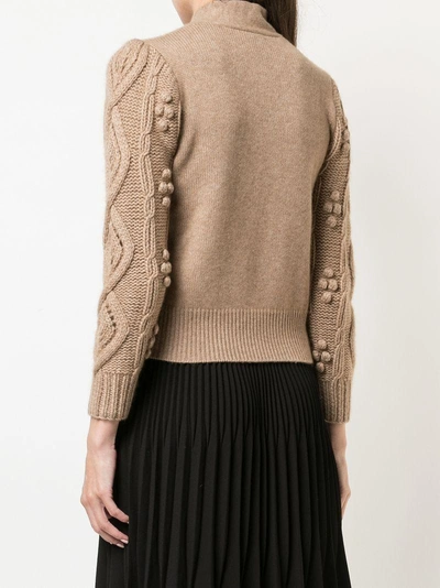 Shop Co Cable Knit Sleeve Sweater In Brown