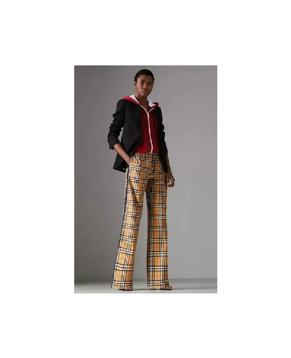 Burberry Hose Mit Vintage Check Muster Und Zugbandverschluss In Yellow Modesens