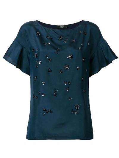 Shop Weekend Max Mara Panama Embellished Top - Blue