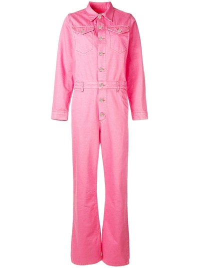 Shop Ganni Boiler Suit  In Pink & Purple