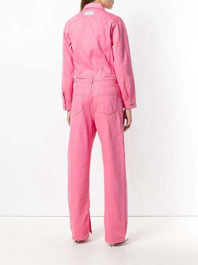 Shop Ganni Boiler Suit  In Pink & Purple