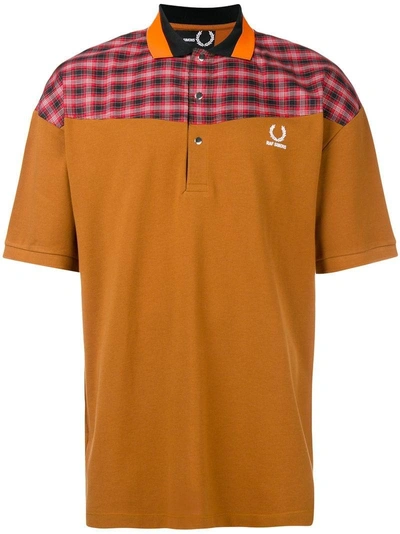 Shop Fred Perry Colourblock Plaid Polo Shirt In Brown