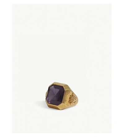Shop Versace 蜇 玻璃 石 环 In Purple Gold