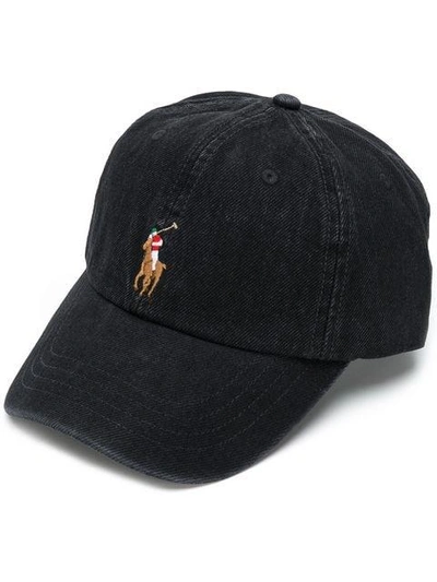 Shop Polo Ralph Lauren Logo Denim Hat - Black