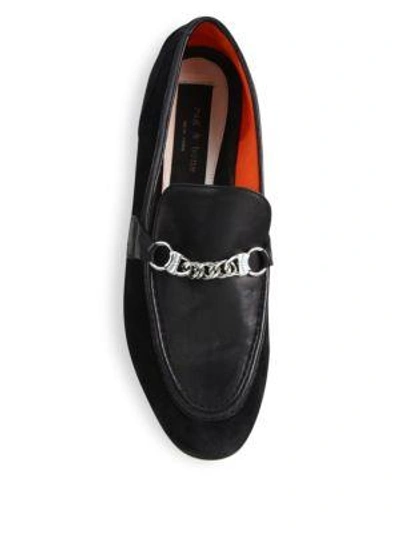 Shop Rag & Bone Cooper Suede Chain Loafers In Black