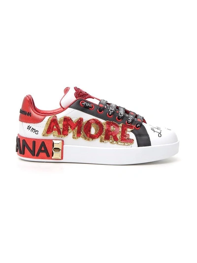 Shop Dolce & Gabbana Amore Embellished Sneakers In Multi