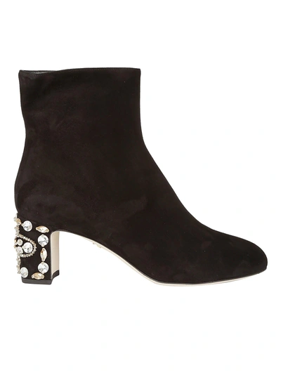 Shop Dolce & Gabbana Embellished Heel Ankle Boots In Black