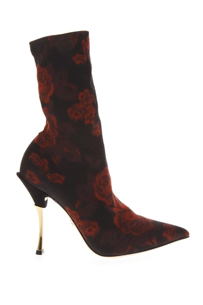 Shop Dolce & Gabbana Floral Sock Boots In Multi