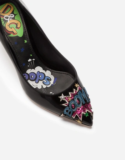 Shop Dolce & Gabbana Pumps In Shiny Calfskin With Patchwork In Black