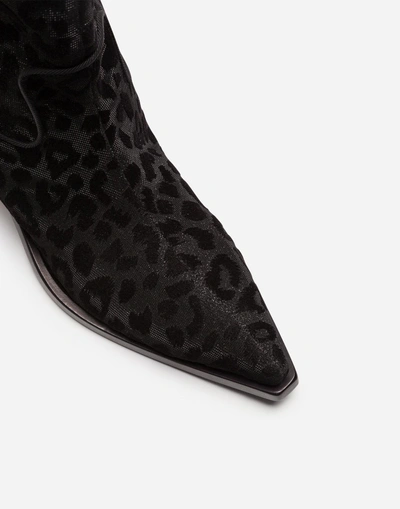 Shop Dolce & Gabbana Gaucho Boots In Color-changing Leopard Fabric In Black