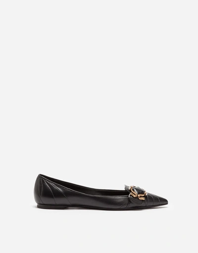 Shop Dolce & Gabbana Devotion Ballet Flats In Matelassé Nappa Leather In Black