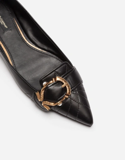 Shop Dolce & Gabbana Devotion Ballet Flats In Matelassé Nappa Leather In Black