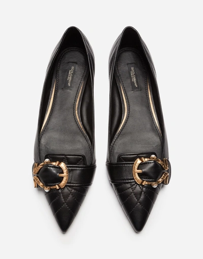 Shop Dolce & Gabbana Devotion Ballet Flats In Matelassé Nappa Leather In Black