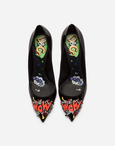 Shop Dolce & Gabbana Pumps In Shiny Calfskin With Patchwork In Black