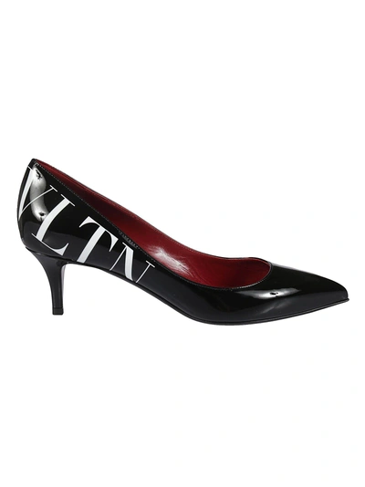 Shop Valentino Logo Pumps In 0ni Black White