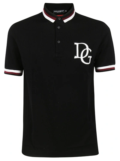 Shop Dolce & Gabbana Logo Print Polo Shirt In Nnero
