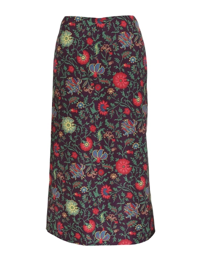 Shop La Doublej Floral Printed Skirt In Dragonflower Viola Dra0002