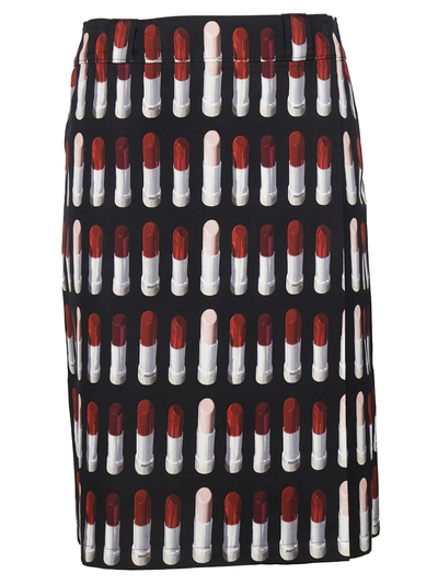 Shop Prada Lipstick Print A-line Skirt In Fnero