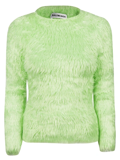 Shop Balenciaga Fur Top In Acid Green