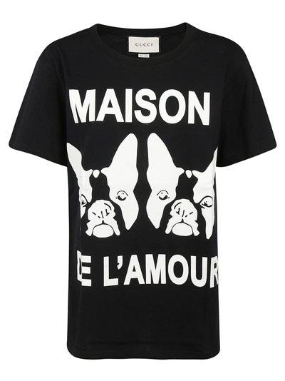 Shop Gucci Maison L'amour T-shirt In Black Ivory