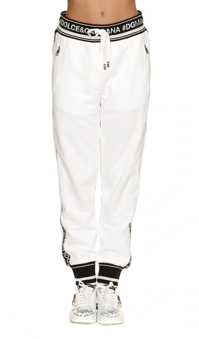 Shop Dolce & Gabbana Logo Jogging Pants In White