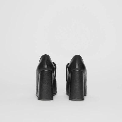 Shop Burberry Stud Detail Leather Block-heel Pumps In Black