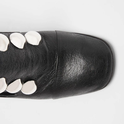 Shop Burberry Stud Detail Leather Block-heel Pumps In Black