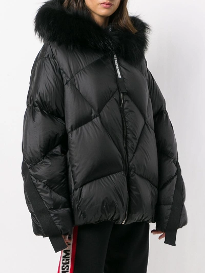 Shop As65 Fur Trim Puffer Jacket - Black