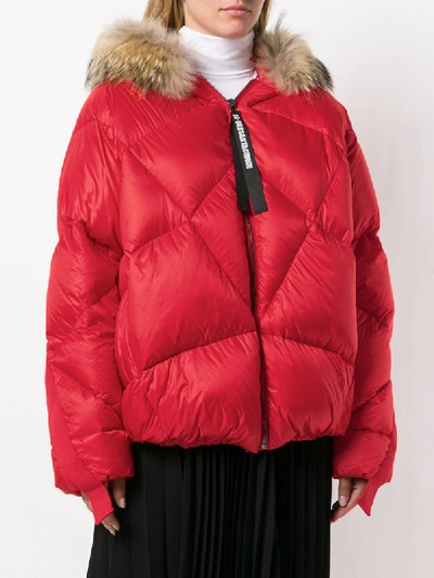 Shop As65 Fur Trim Puffer Jacket In Red