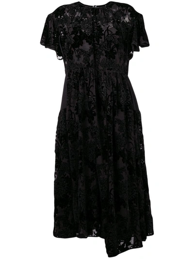 Shop Rochas Floral Brocade Midi Dress In Black