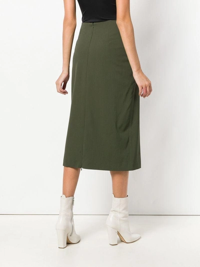 Shop Aalto Front Zip Midi Skirt In Green