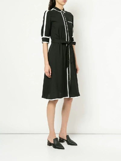 Flared Shirt Dress - Black