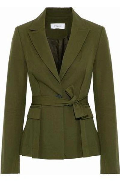 Shop Derek Lam 10 Crosby Woman Tie-back Cotton-blend Blazer Army Green