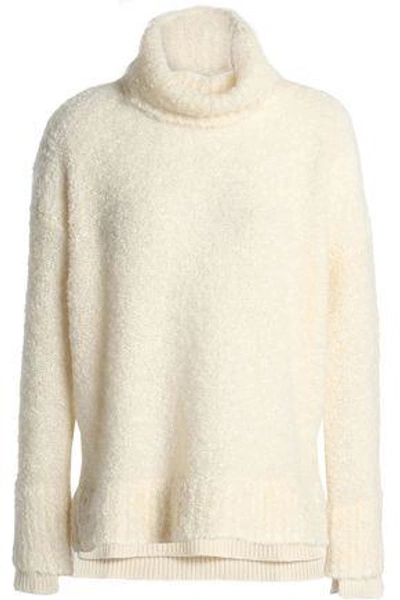 Shop Agnona Woman Rib-trimmed Wool-blend Bouclé Sweater Cream